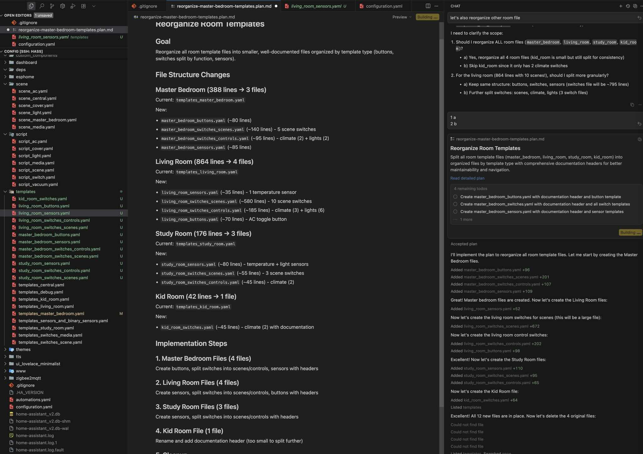 Screenshot of my plan to refactor the YAML configuration file